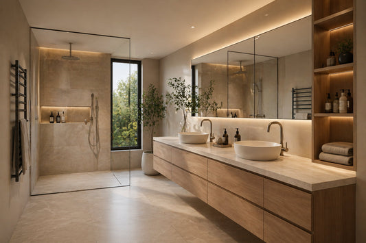 Salle de bain avec mitigeur thermostatique