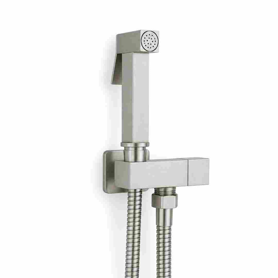 Douchette WC murale à main - Équipement sanitaire premium — Gris Brossé