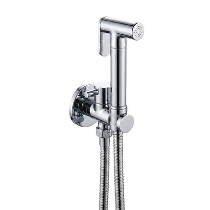 Douchette WC murale en laiton avec robinet d’arrêt — Chrome