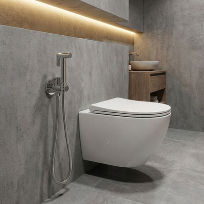 Douchette WC murale en laiton avec robinet d’arrêt