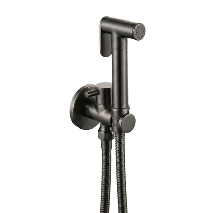 Douchette WC murale en laiton avec robinet d’arrêt — Gris Anthracite