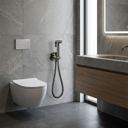 Douchette WC murale en laiton avec robinet d’arrêt