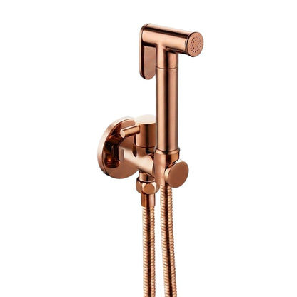 Douchette WC murale en laiton avec robinet d’arrêt — Or Rose