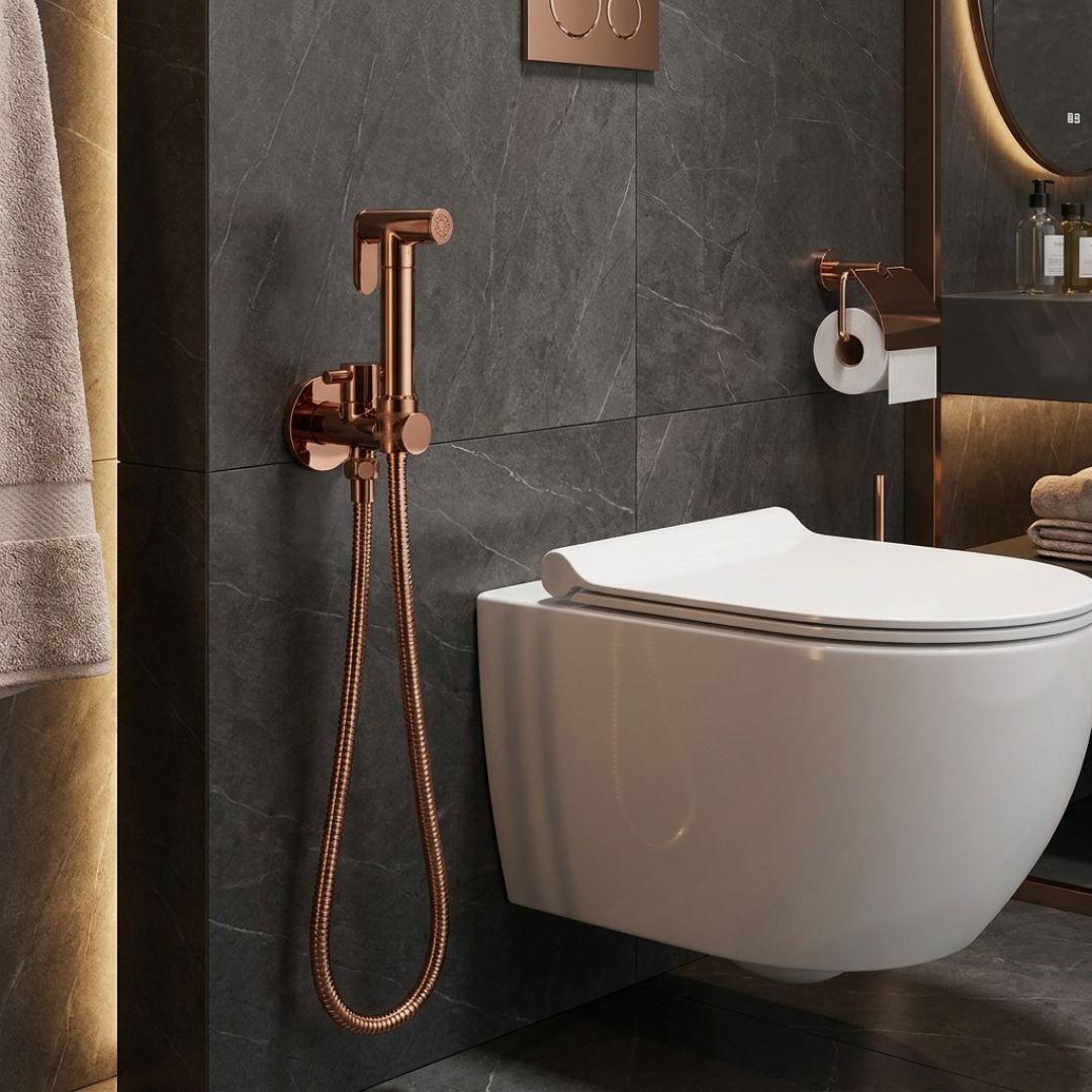 Douchette WC murale en laiton avec robinet d’arrêt