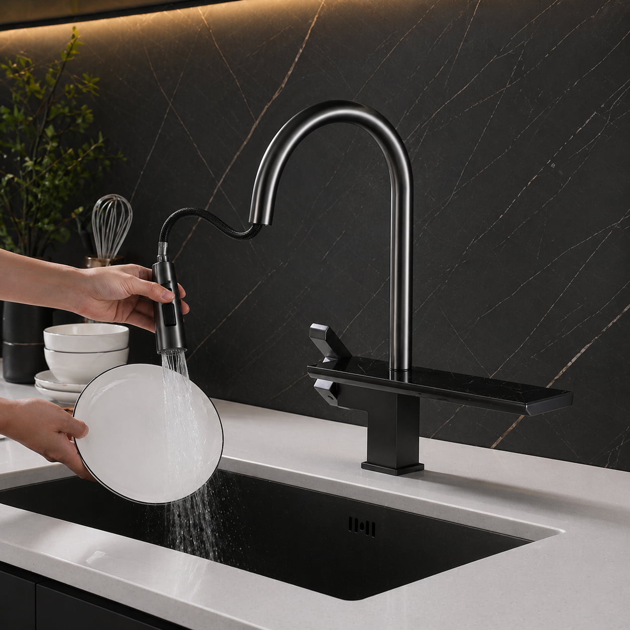 Robinet cuisine pull-down avec douchette extractible