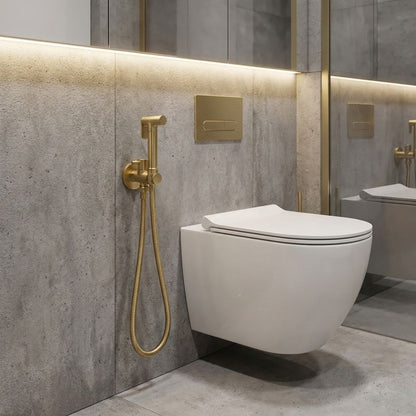 Douchette WC murale en laiton avec robinet d’arrêt
