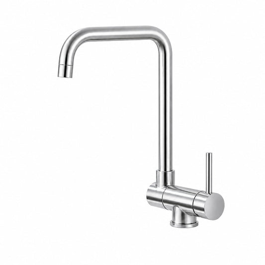 Robinet Cuisine Rabattable Sous Fenêtre – Bec Pivotant 360° — Gris Brossé