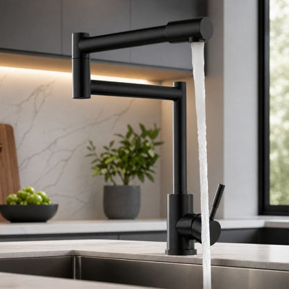 Robinet de cuisine rabattable 360° avec double bras articulé