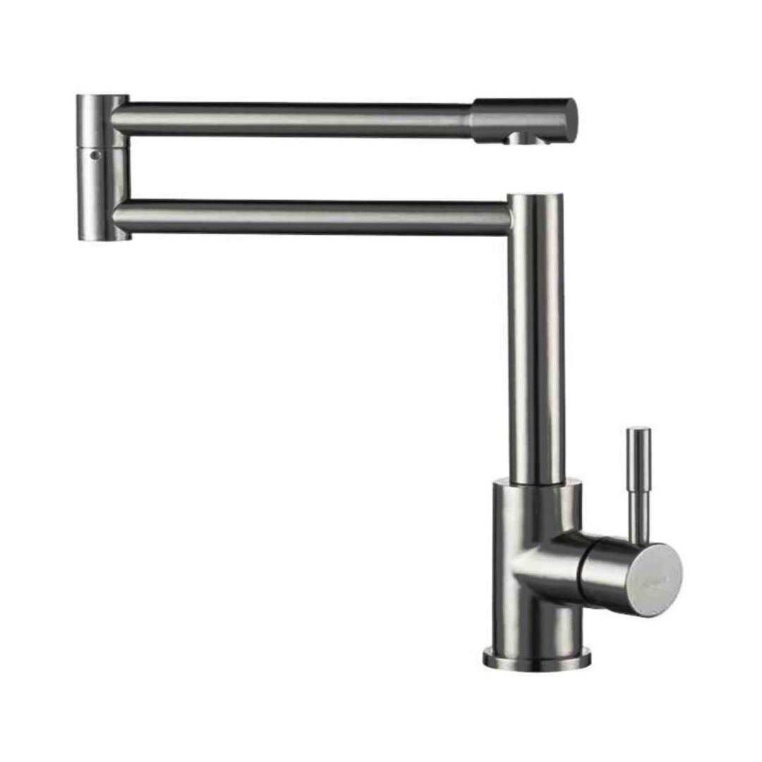 Robinet de cuisine rabattable 360° avec double bras articulé — Gris Anthracite