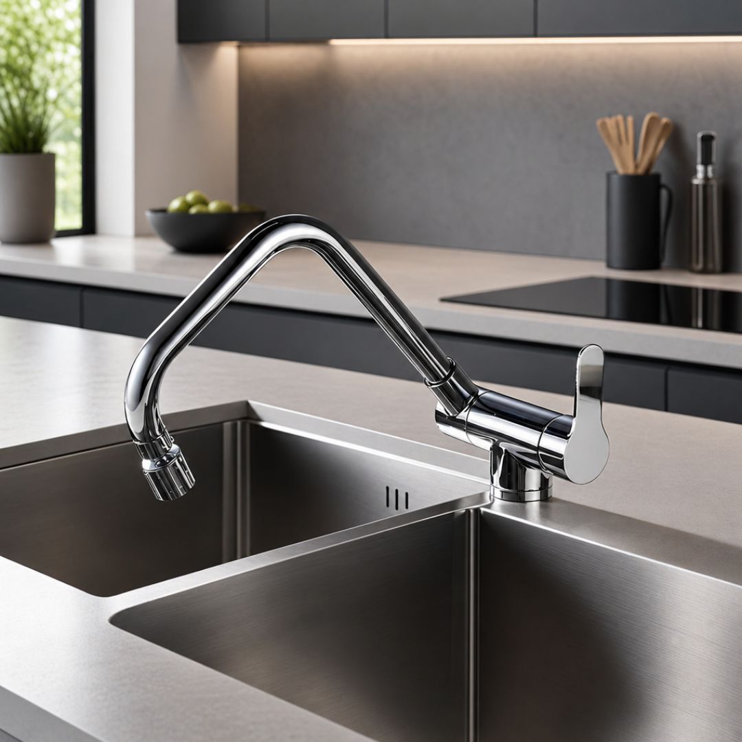Robinet cuisine rabattable flexible 360° mitigeur monotrou