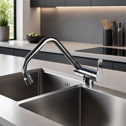 Robinet cuisine rabattable flexible 360° mitigeur monotrou