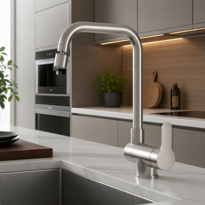 Robinet cuisine rabattable flexible 360° mitigeur monotrou