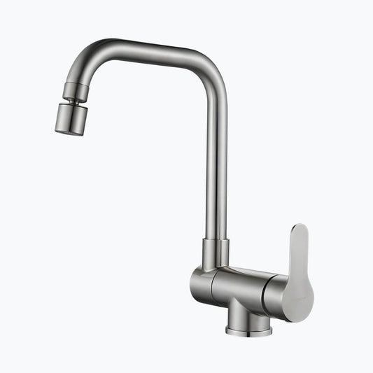 Robinet cuisine rabattable flexible 360° mitigeur monotrou — Gris Brossé