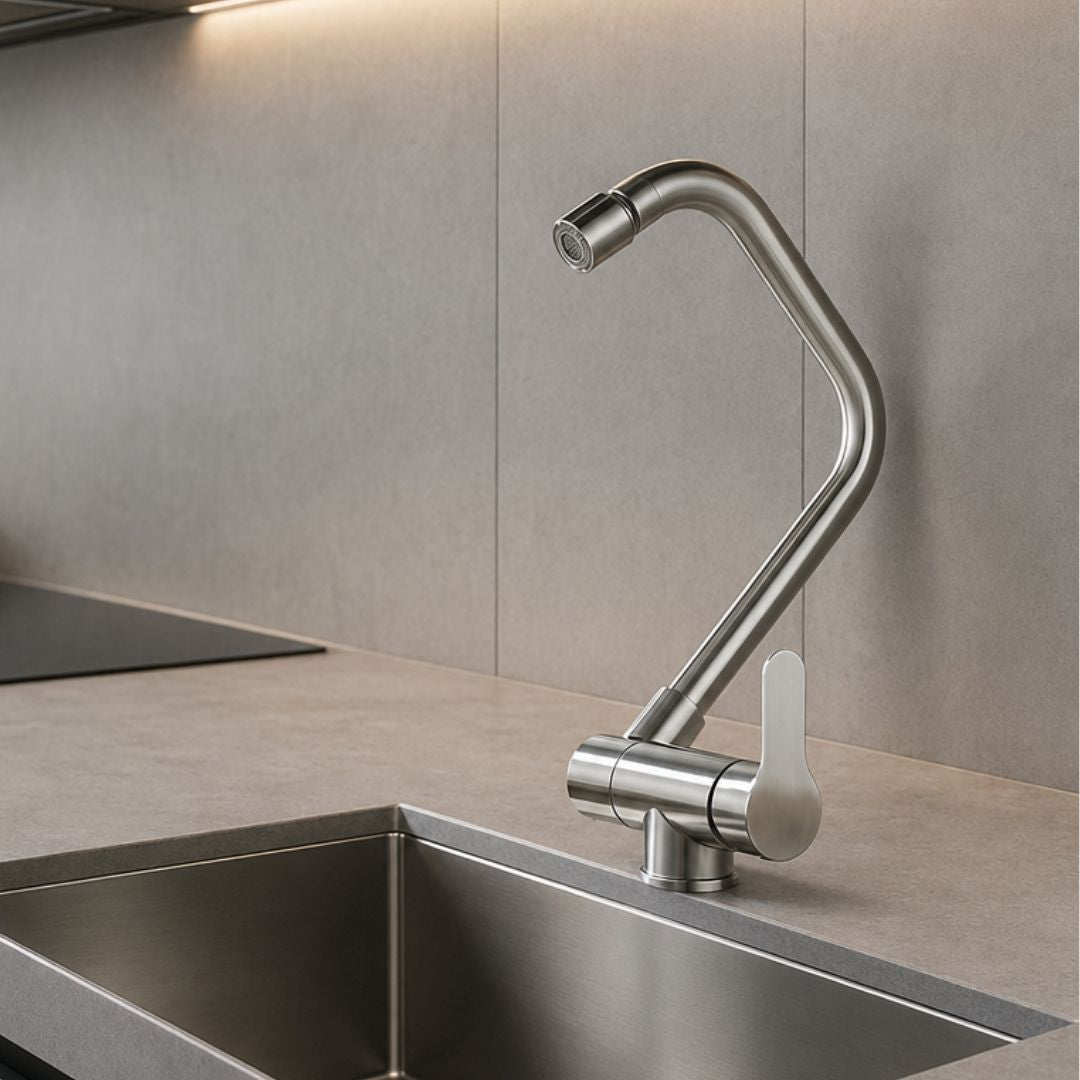 Robinet cuisine rabattable flexible 360° mitigeur monotrou