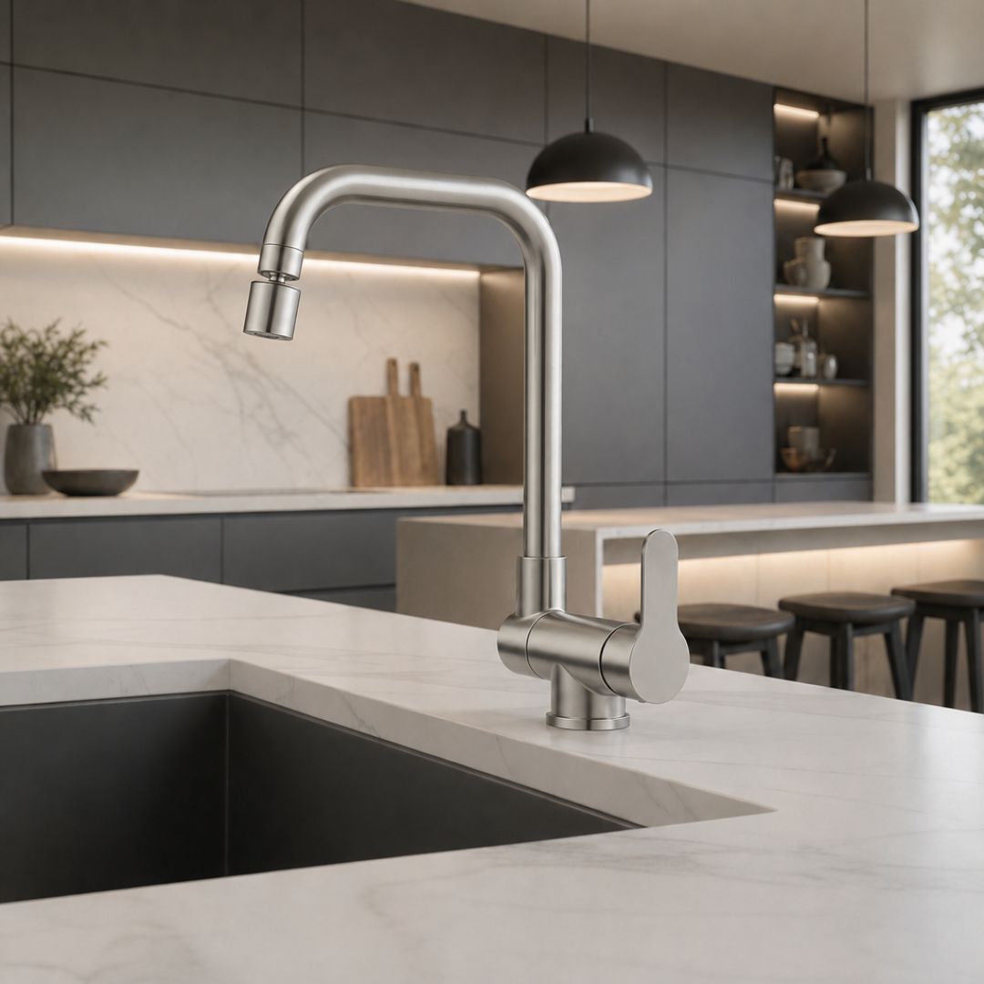 Robinet cuisine rabattable flexible 360° mitigeur monotrou