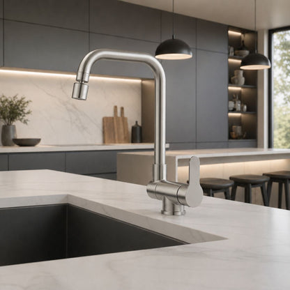 Robinet cuisine rabattable flexible 360° mitigeur monotrou