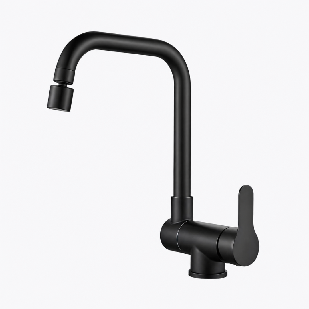 Robinet cuisine rabattable flexible 360° mitigeur monotrou — Noir