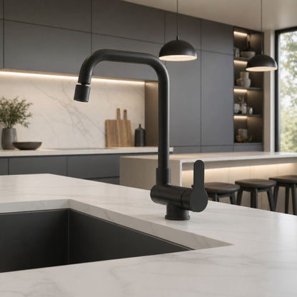 Robinet cuisine rabattable flexible 360° mitigeur monotrou