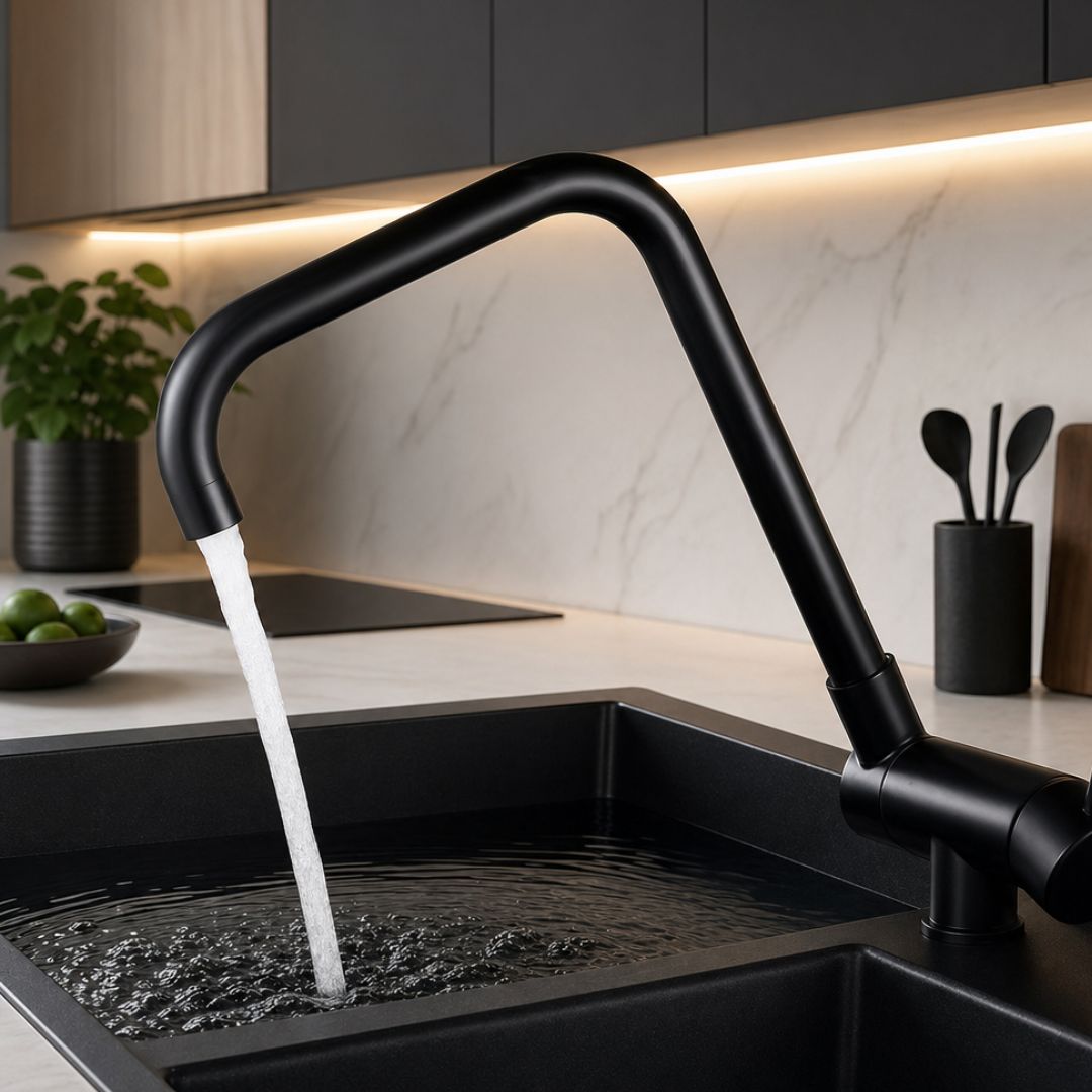 Robinet cuisine rabattable flexible 360° mitigeur monotrou