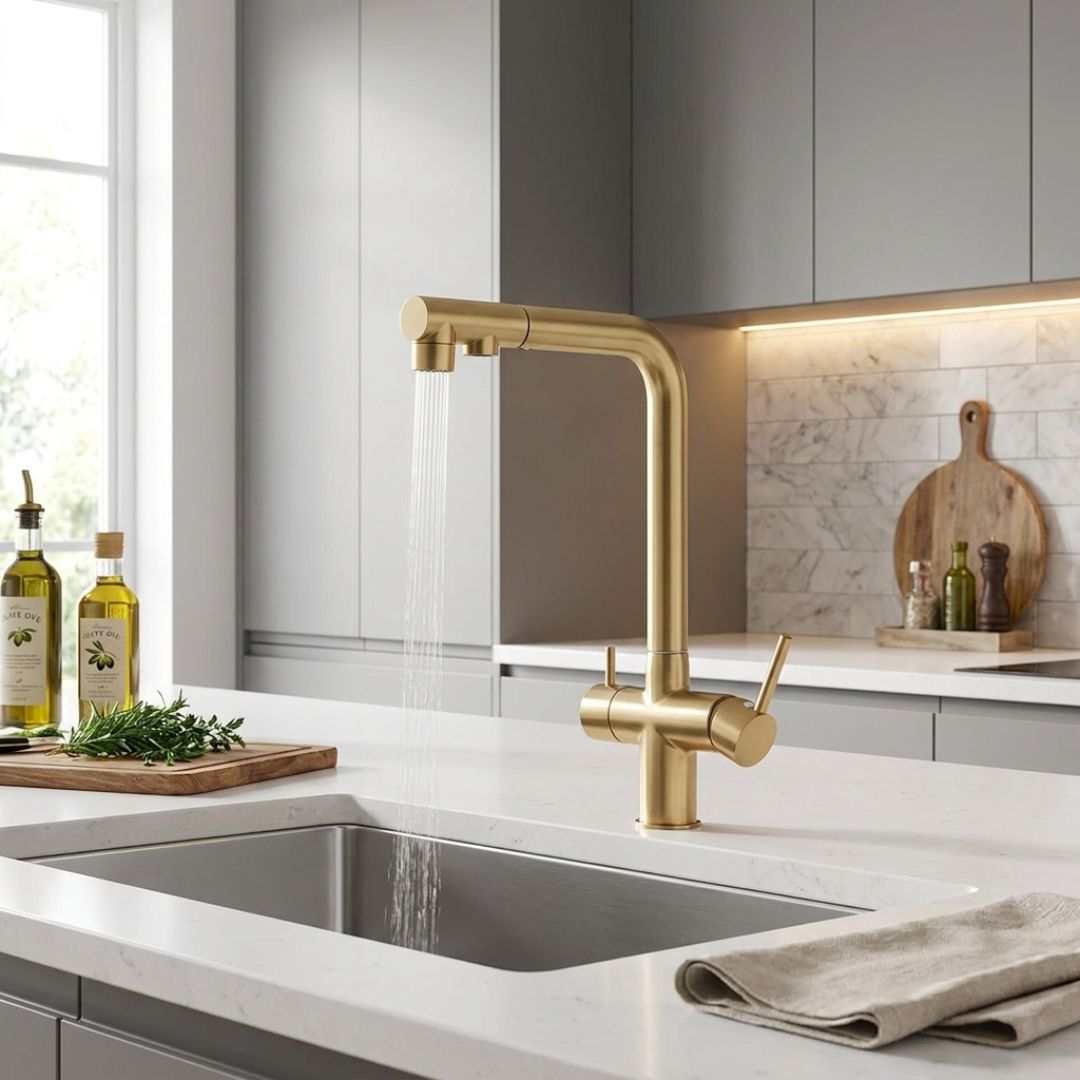 Robinet cuisine avec douchette extractible double jet