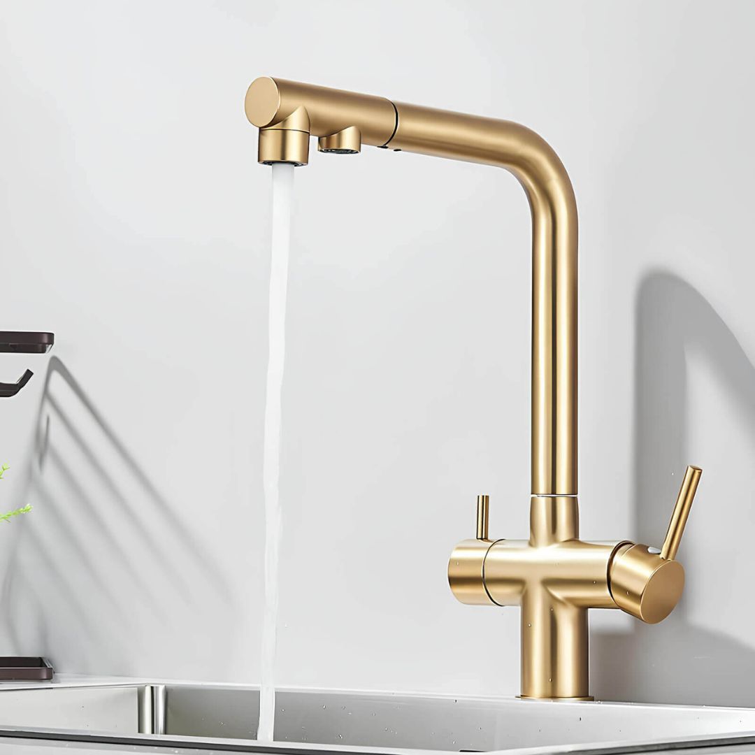 Robinet cuisine avec douchette extractible double jet