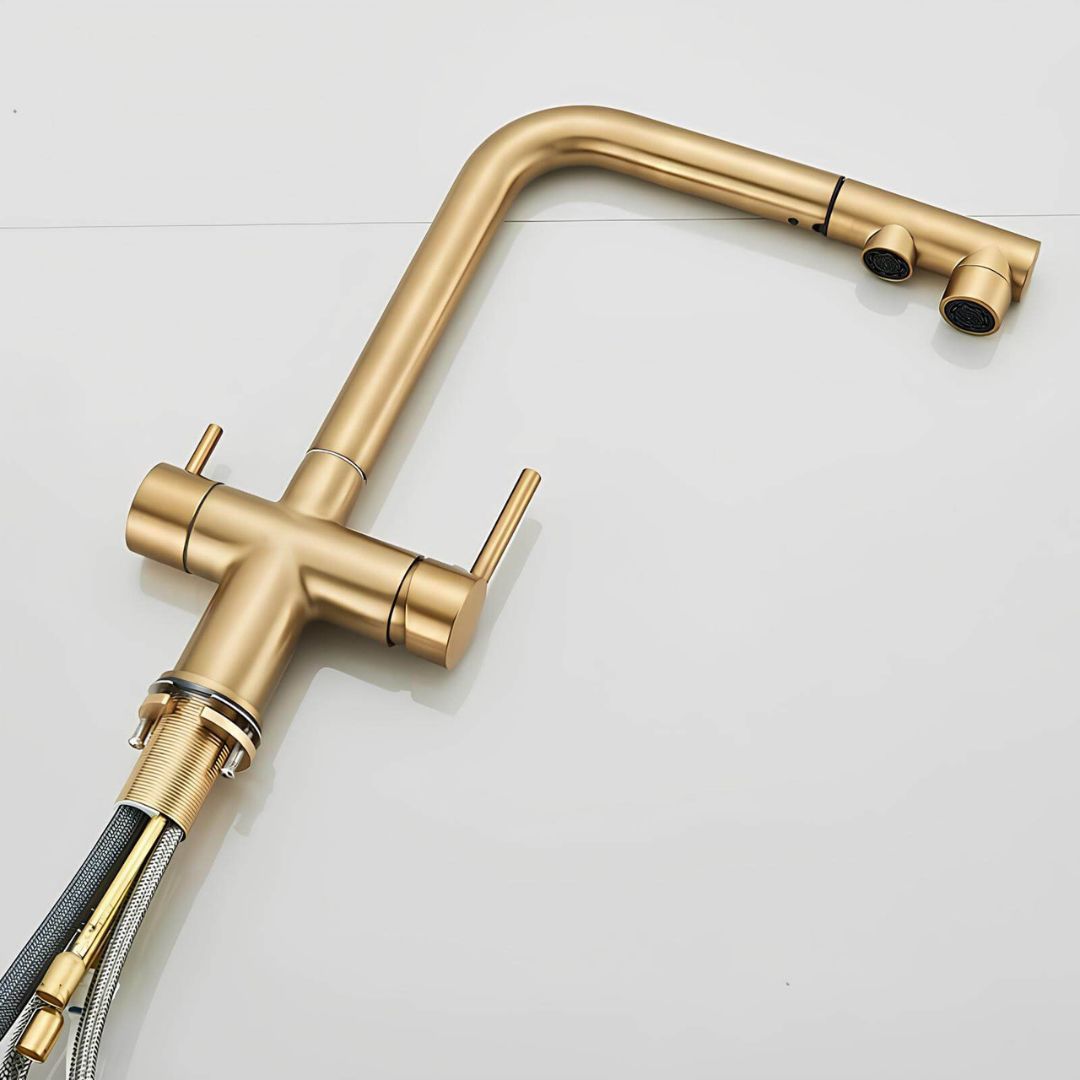Robinet cuisine avec douchette extractible double jet