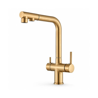 Robinet cuisine avec douchette extractible double jet — Or