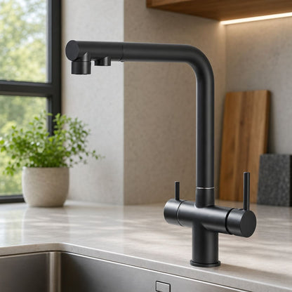 Robinet cuisine avec douchette extractible double jet