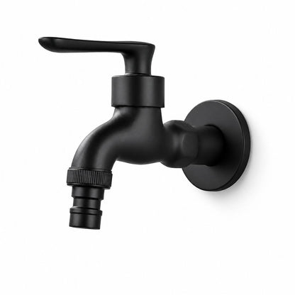 Robinet mural extérieur noir eau froide — Avec raccord court
