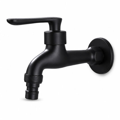 Robinet mural extérieur noir eau froide — Avec raccord long