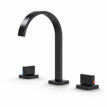 Robinet lavabo 3 trous double poignée en laiton massif