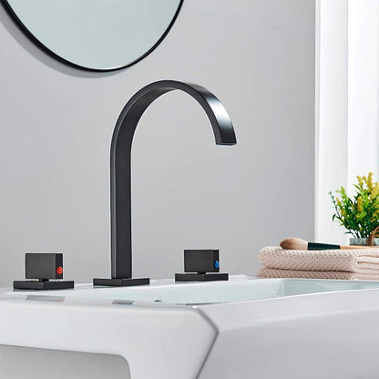 Robinet lavabo 3 trous double poignée en laiton massif