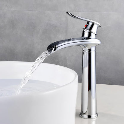 Robinet vasque salle de bain cascade haut — Chrome