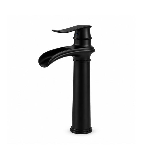 Robinet vasque salle de bain cascade haut — Noir Mat
