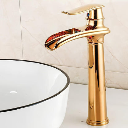 Robinet vasque salle de bain cascade haut — Or